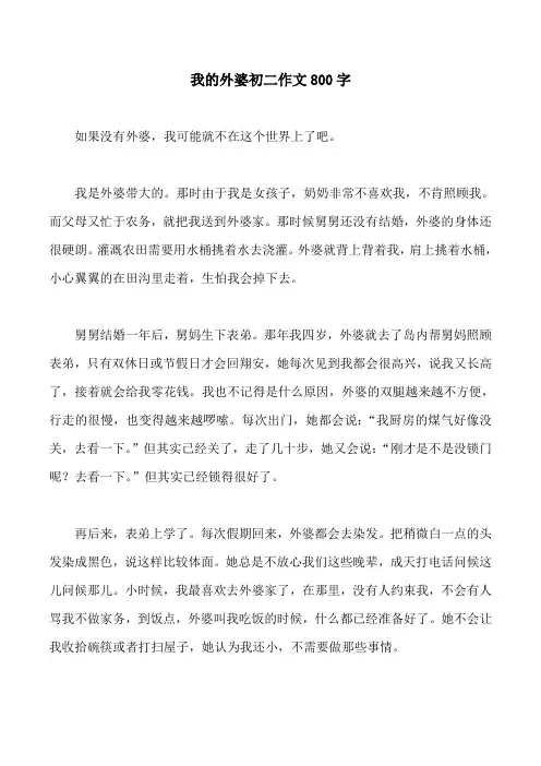 我的外婆初二作文800字