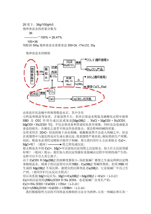 饱和食盐水的精制