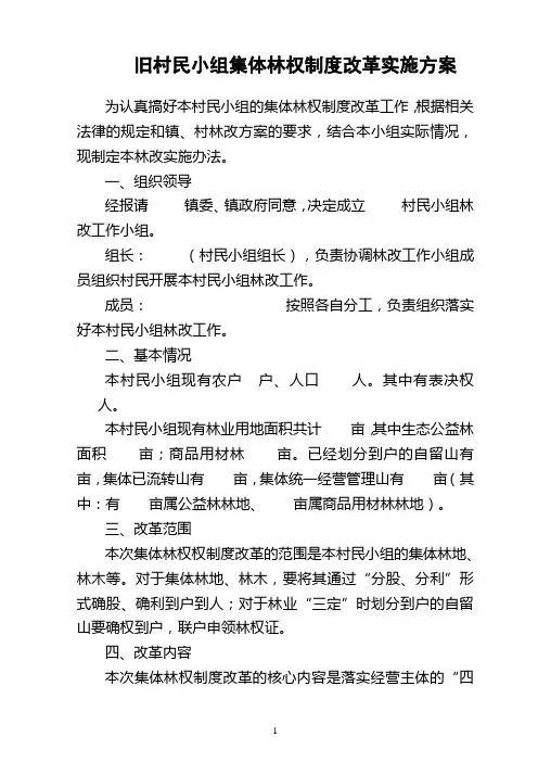 村民小组集体林权制度改革实施方案.