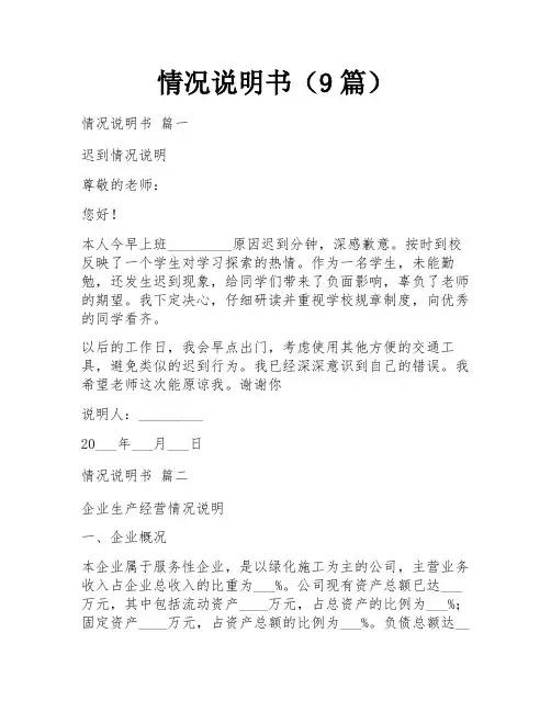 情况说明书(9篇)