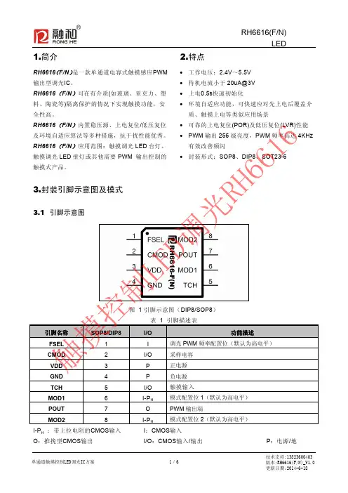 RH6616触控LED调光方案