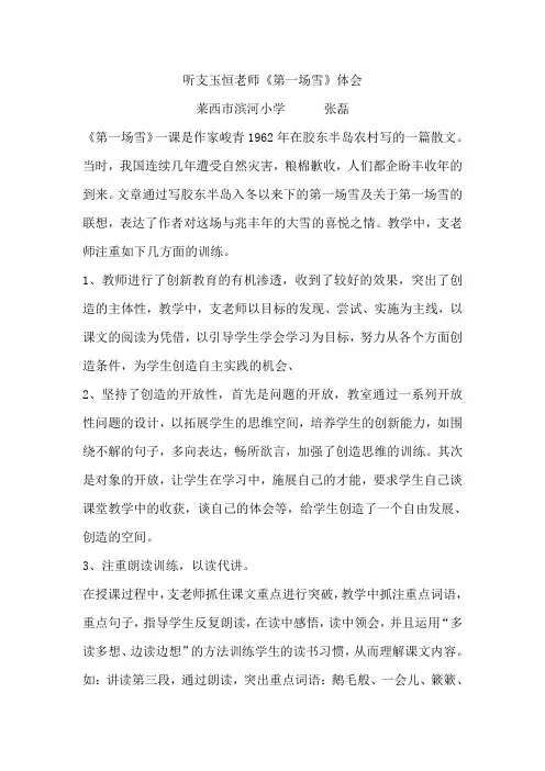 听支玉恒老师《第一场雪》体会