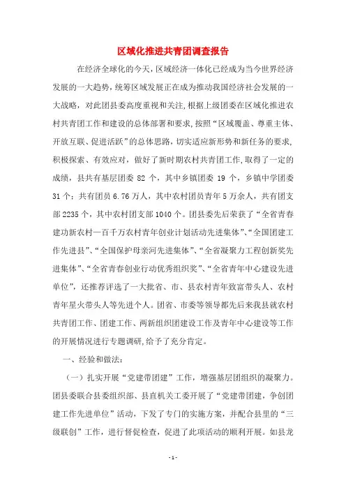 区域化推进共青团调查报告