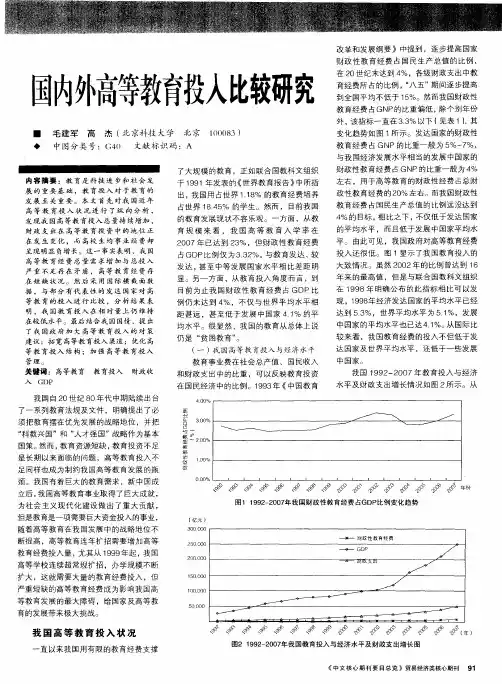 国内外高等教育投入比较研究