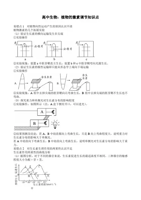 高中生物：植物的激素调节知识点