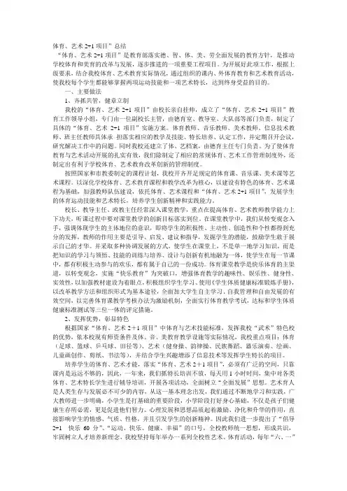 体育、艺术2+1项目”总结