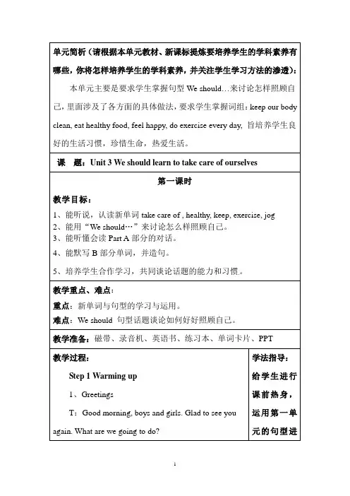 Unit 3 We Should Learn To Take Care Of_ourselves