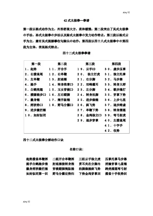 42式太极拳(吴阿敏)--拳谱