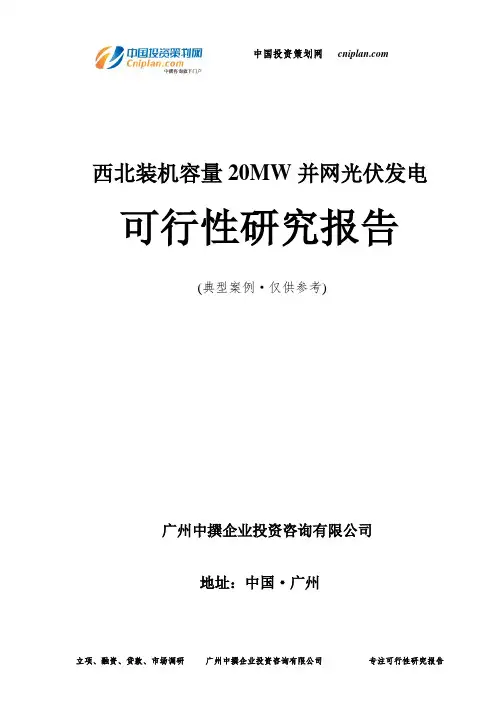 装机容量20MW并网光伏发电可行性研究报告-广州中撰咨询
