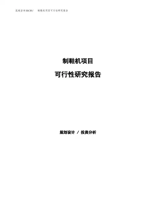 制鞋机项目可行性研究报告发改委立项模板