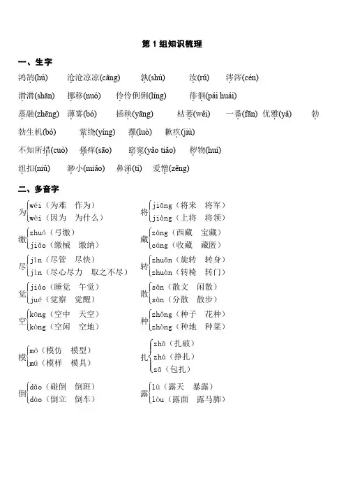 人教版小学六年级语文下册 专项知识梳理