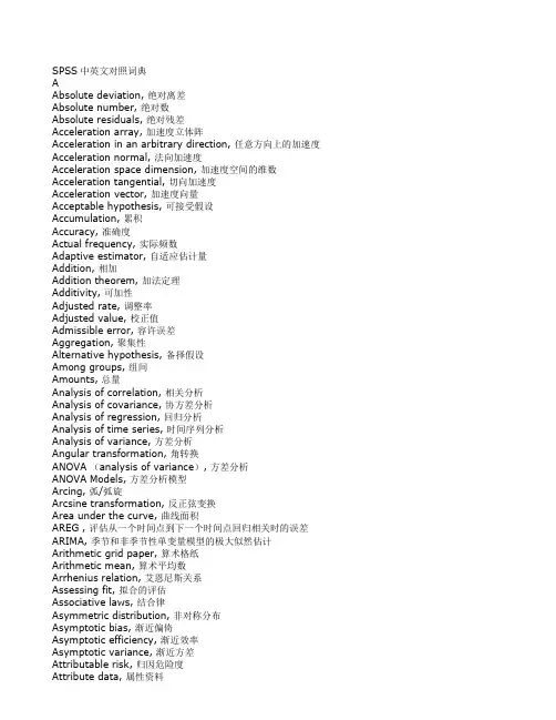 SPSS中英文对照词典