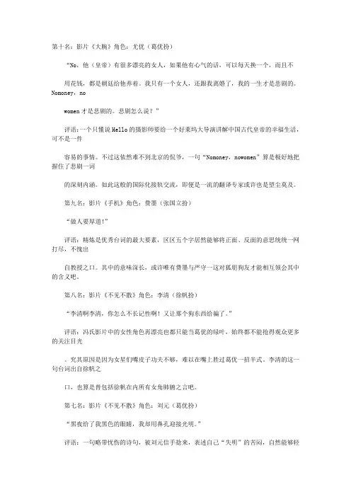 冯小刚经典台词大汇总