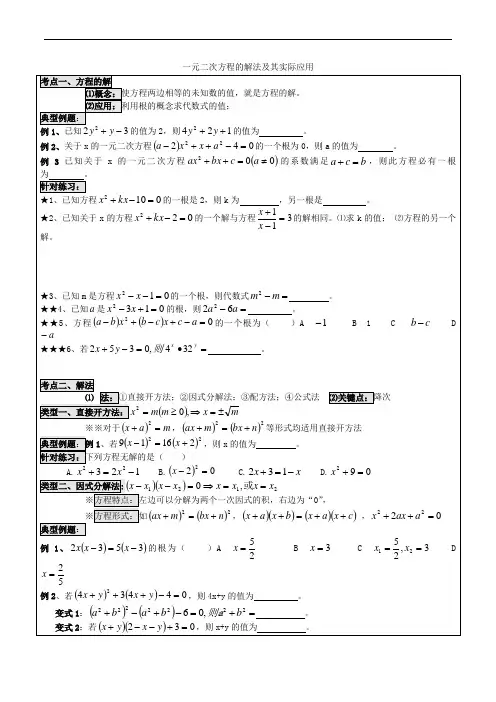 一元二次方程的解法及其实际应用