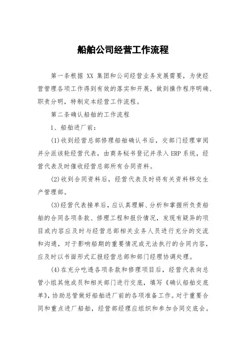 船舶公司经营工作流程