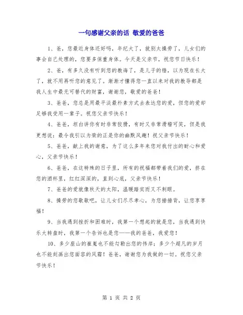 一句感谢父亲的话敬爱的爸爸