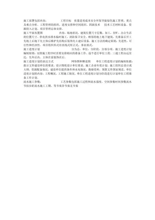 施工部署包括内容