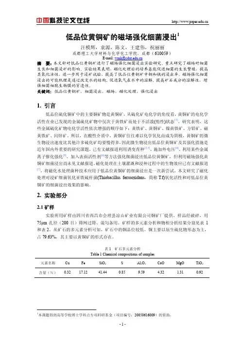 低品位黄铜矿的磁场强化细菌浸出