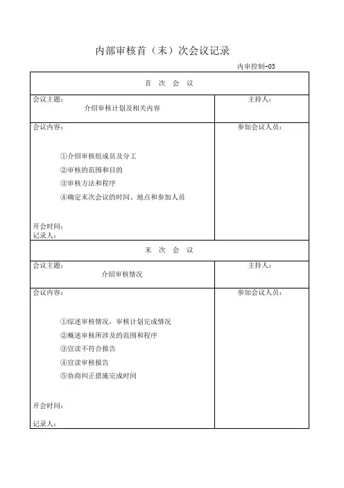 内部审核首(末)次会议记录