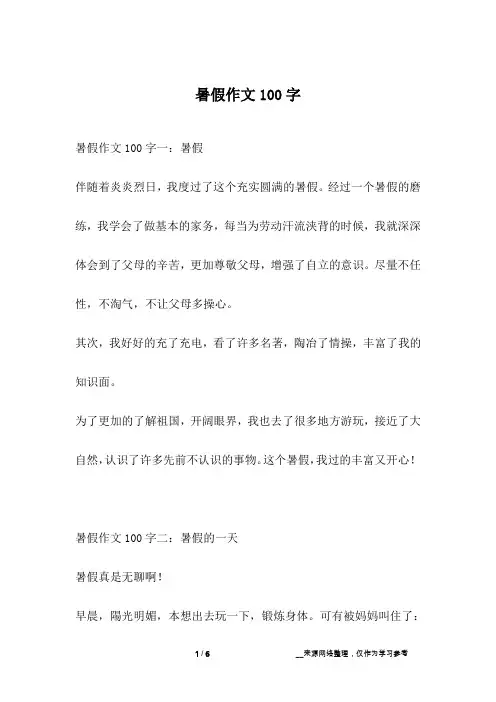 暑假作文100字