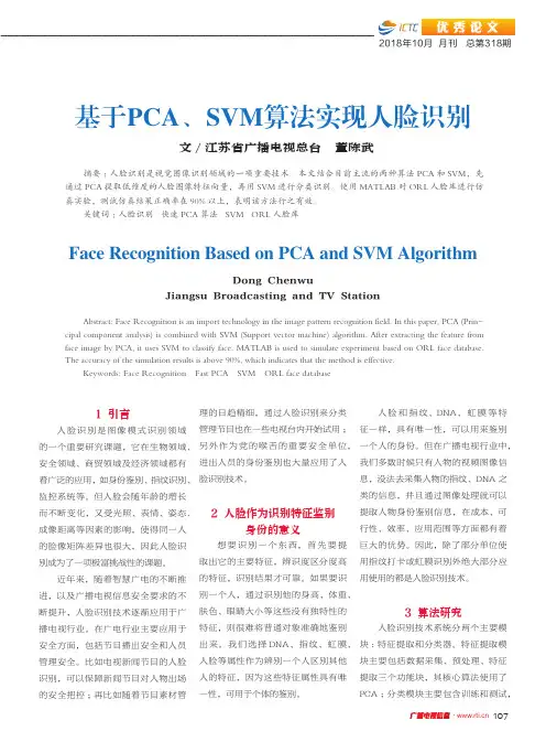 基于PCA、SVM算法实现人脸识别