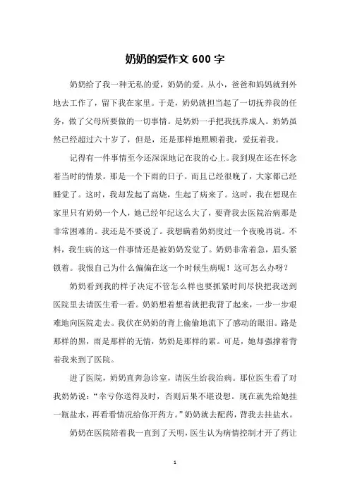 奶奶的爱作文600字