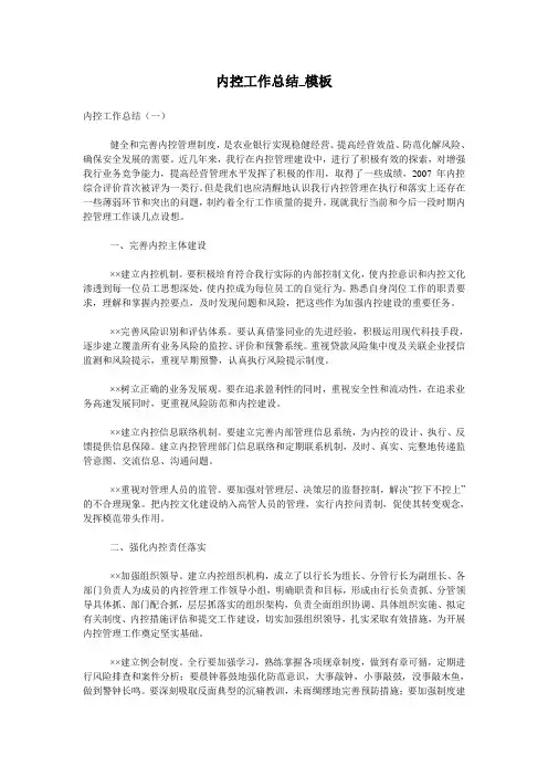 内控工作总结_模板