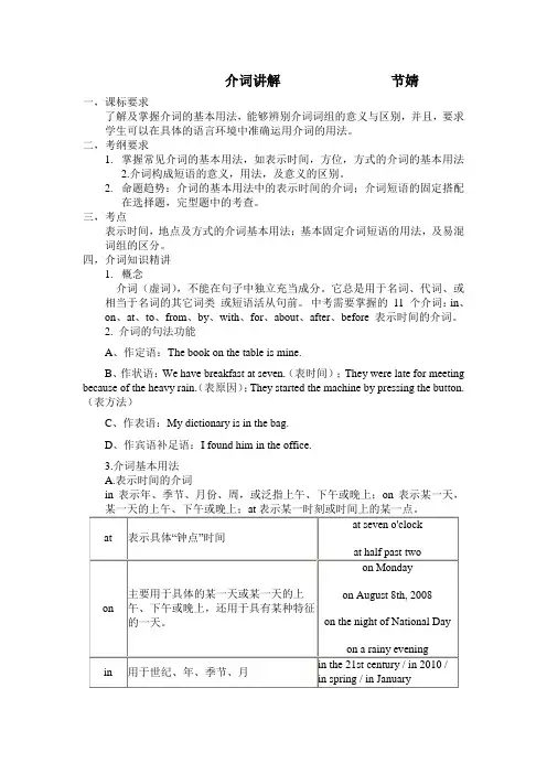 初中介词完全讲解