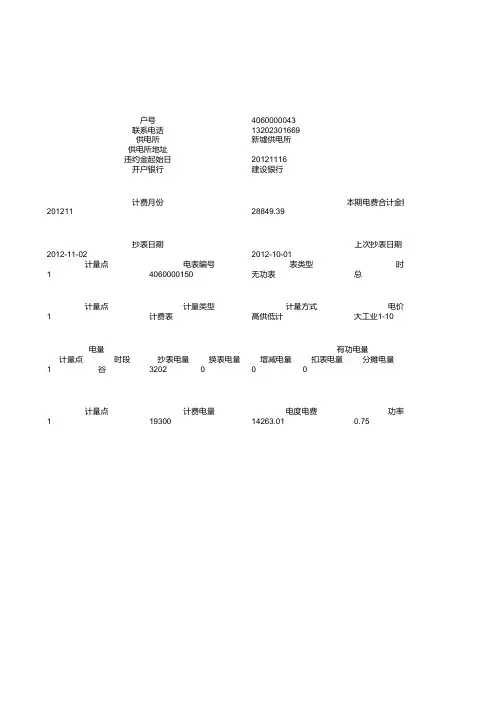 我的电费账单