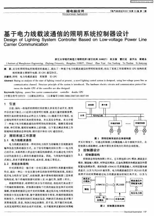 基于电力线载波通信的照明系统控制器设计