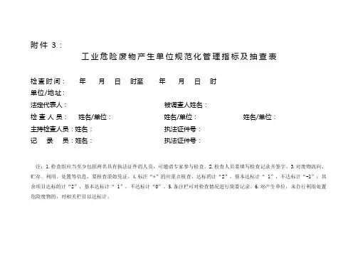 工业危险废物产生单位抽查表