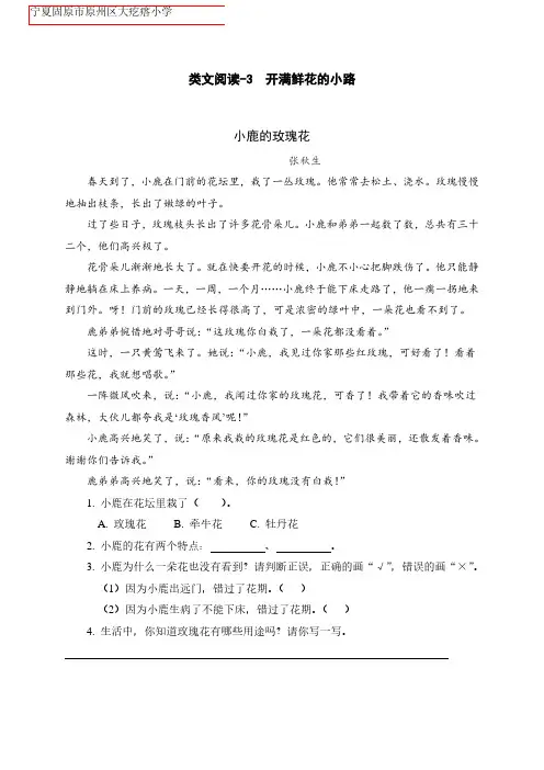 2年级语文下册第一单元类文阅读训练题(含答案)——3 开满鲜花的小路 2