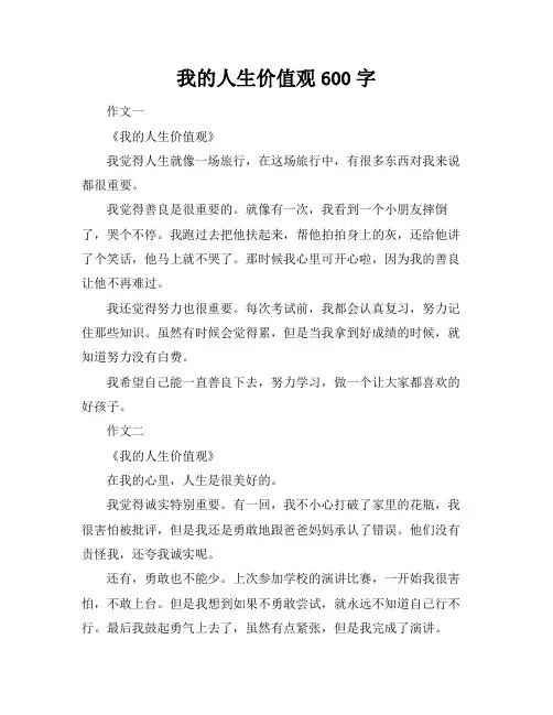 我的人生价值观600字