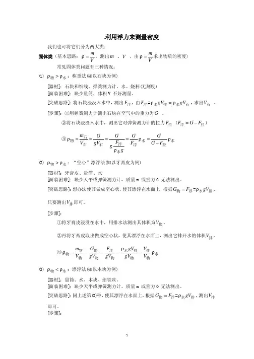 利用浮力来测量密度