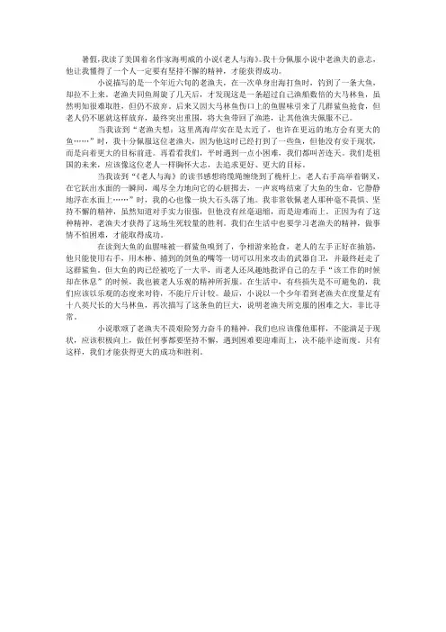 《老人与海》的读书感想