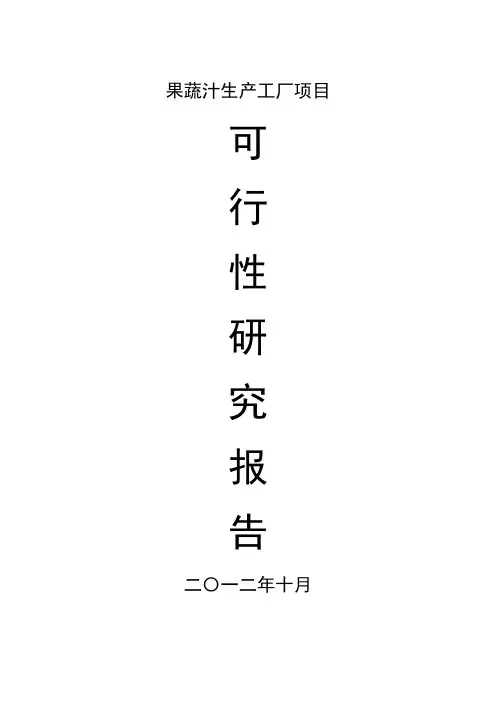 果蔬汁可行性研究报告