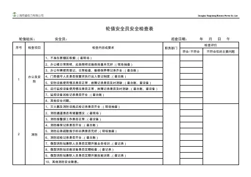 轮值安全检查表(更新)