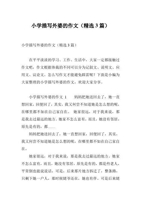 小学描写外婆的作文(精选3篇)