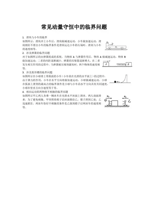 常见动量守恒中的临界问题