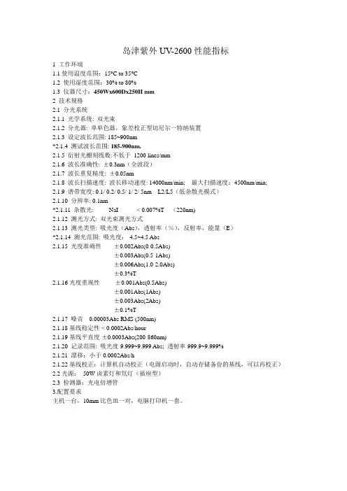 岛津紫外UV-2600性能指标