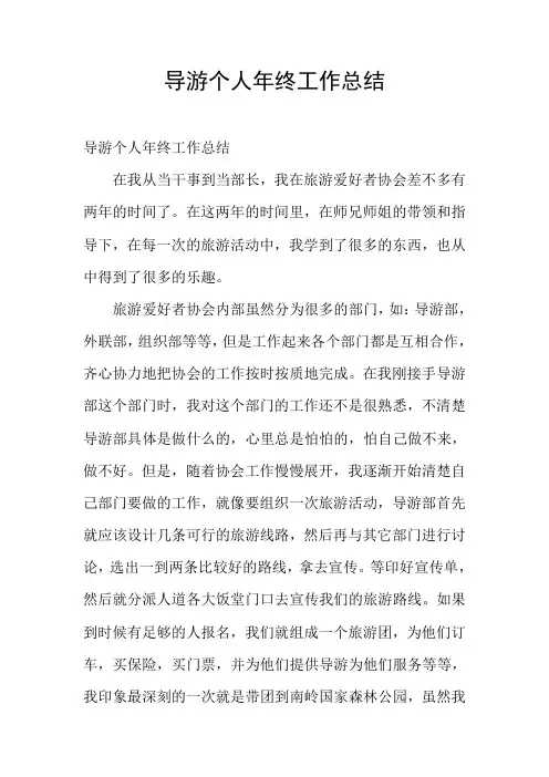 导游个人年终工作总结