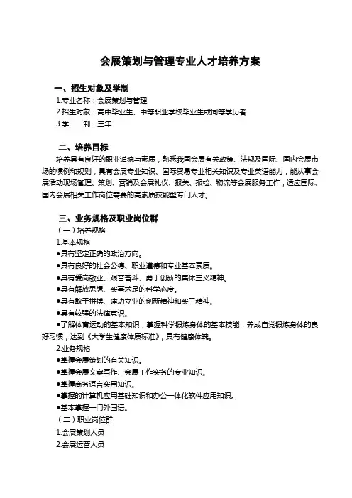 会展策划与管理专业人才培养方案