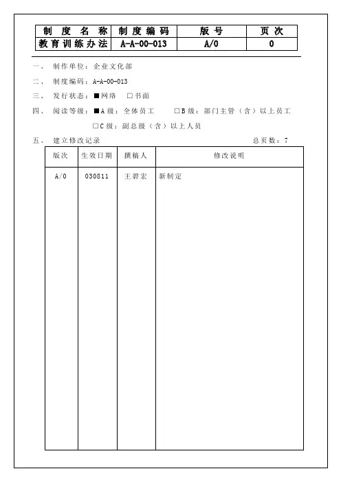 白象集团教育训练办法