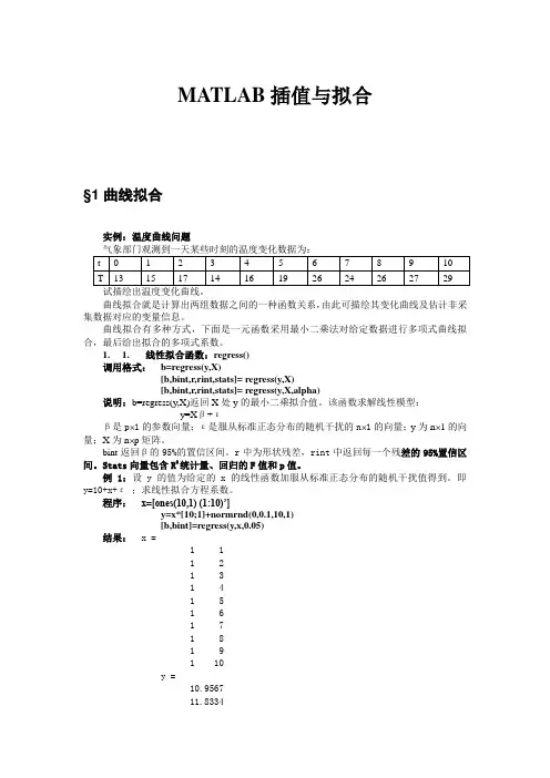 Matlab插值与拟合教程