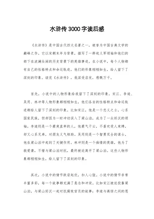 水浒传3000字读后感