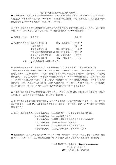 全国弹簧行业组织框架图简要说明