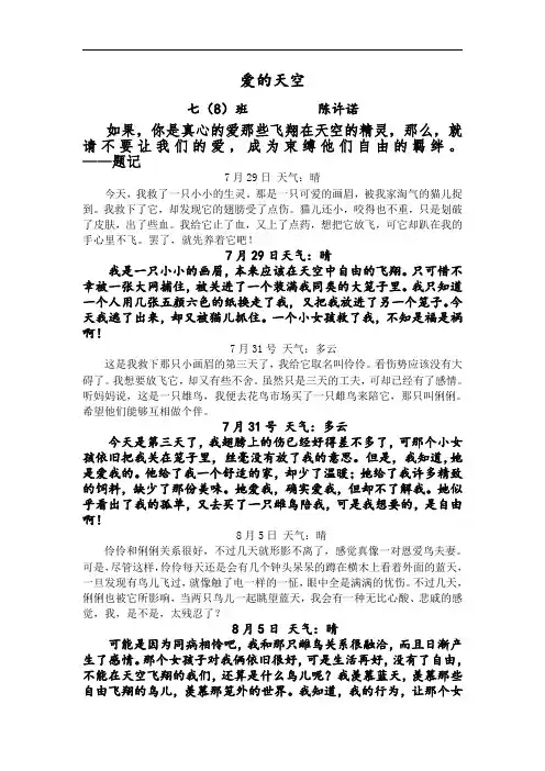 爱的天空  温岭新起点作文