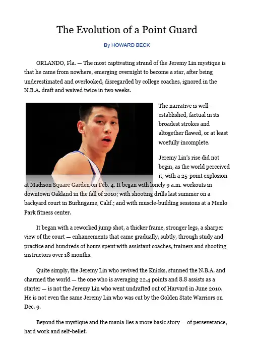 The Evolution of a Point Guard-Jeremy Lin,林书豪成长记,英文