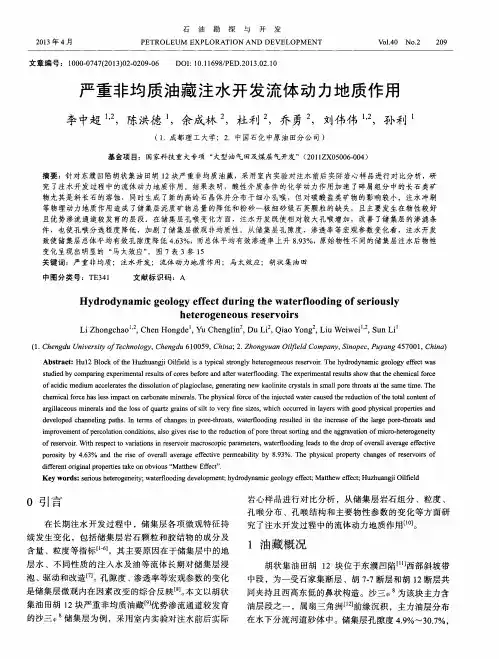 严重非均质油藏注水开发流体动力地质作用