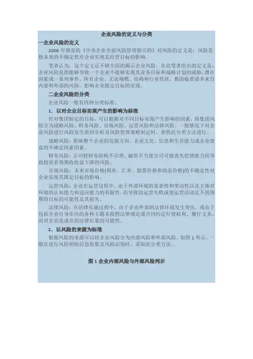企业风险的定义与分类